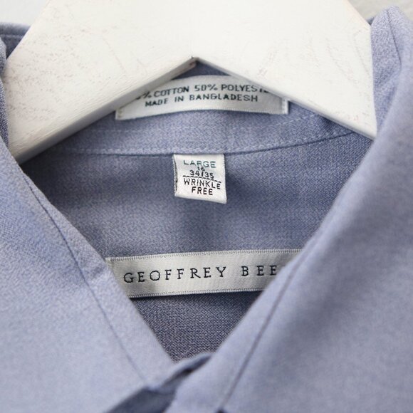 Geoffrey Beene Button Down Dress Shirt Blue Long Sleeve Classic Office Casual - Picture 3 of 5